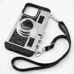 NIB Claire's Black Glitter Camera Phone Case w/ Strap - Fits iPhone 13‎ Pro Max